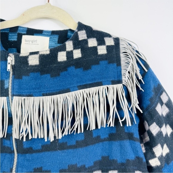 Boy + Girl 100% Cotton Blue Patterned Kids Jacket with Fringe NWT - Picture 6 of 11
